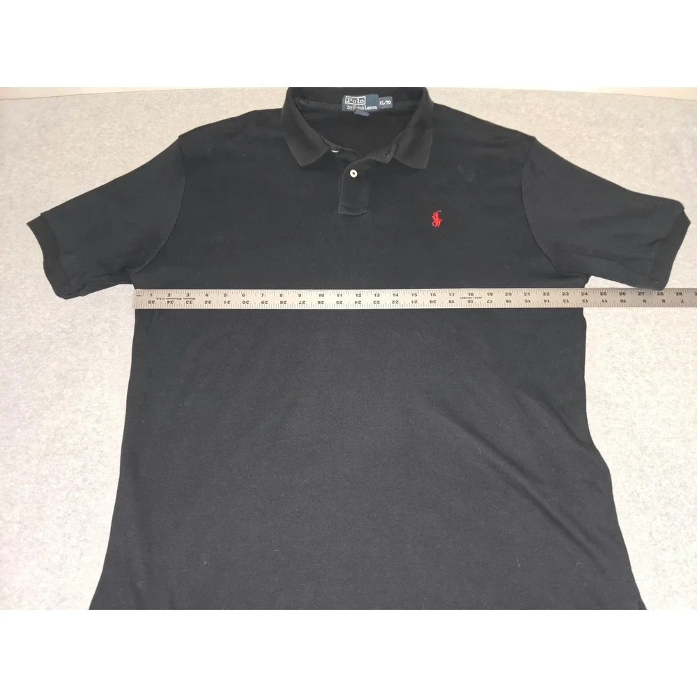 Polo Ralph Lauren Mens XL Black Short Sleeve Cotton Polo Shirt Red Pony Logo